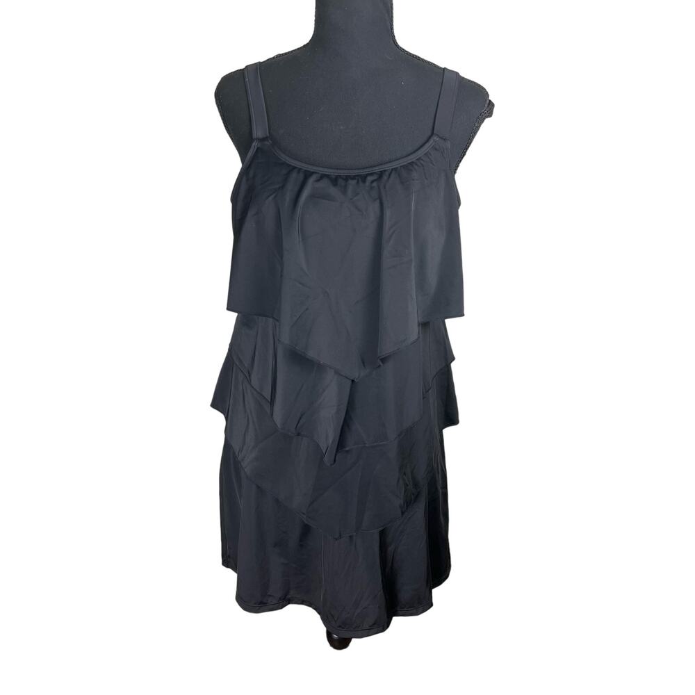 Susan Graver Soleil Tiered Tankini with Skirt BLACK NWOT SIZE 2
